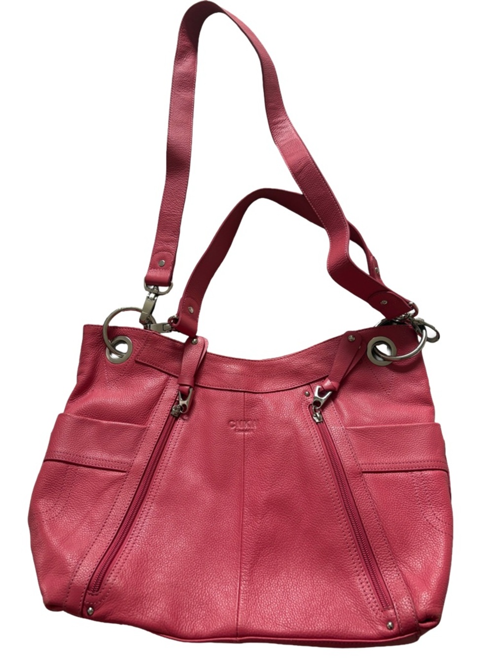 CNKW Leather Shoulder Tote in Deep Pink
